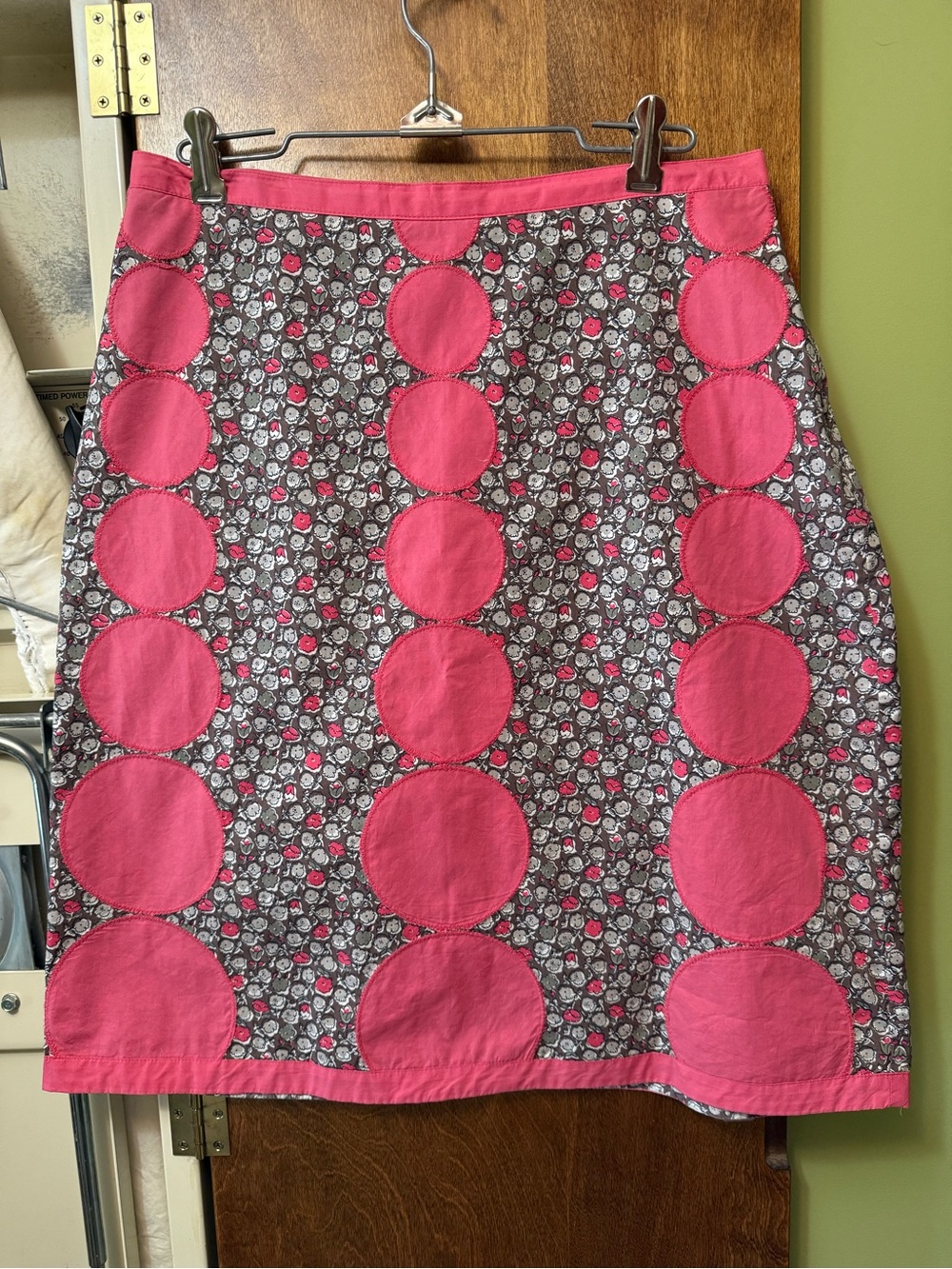 BODEN Pink & brown Skirt w/floral print and circle embroidery